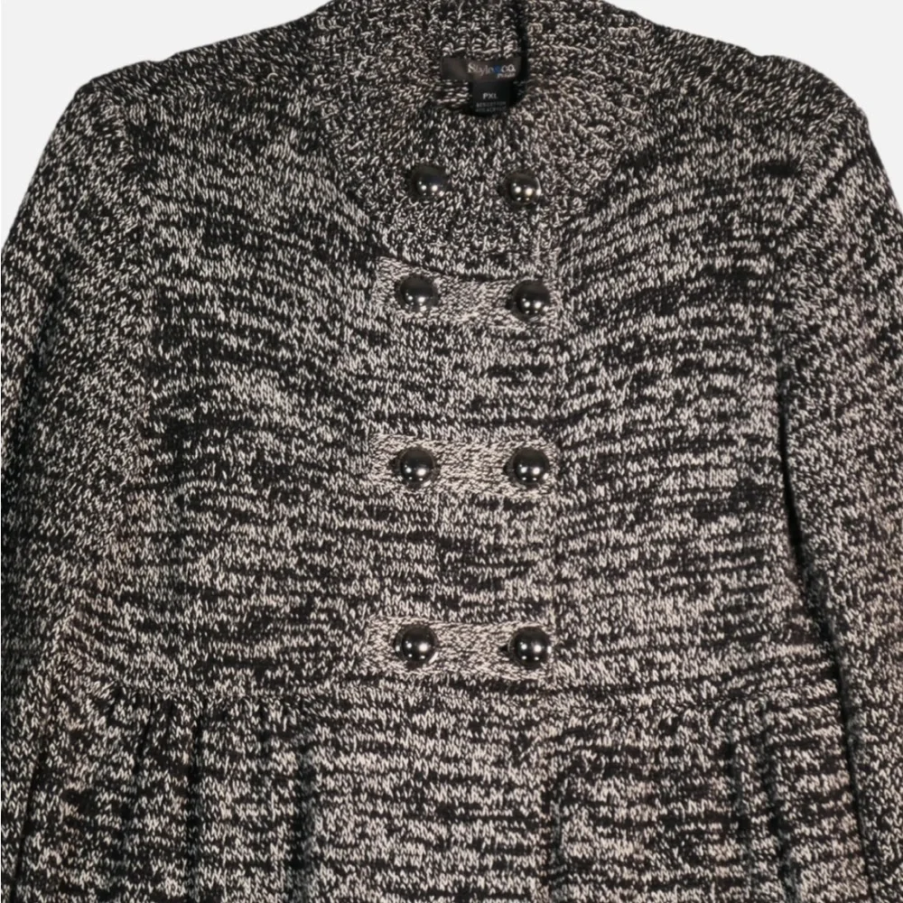 Style & Co Double Breasted Black & White Cardigan Sweater Size Large